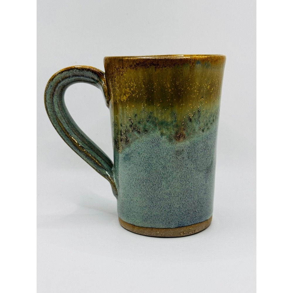 Pigeon River Pottery Mug Signed Tommy Bullen Smoky Mountain Mist Tea Gold